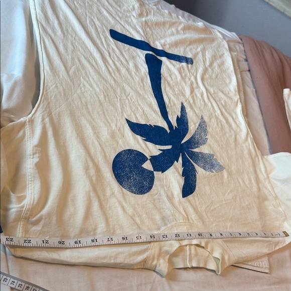 FREE PEOPLE X Midnight Rider Palm Tree Long Sleeve Cotton Tee S Blue Palm Tree - Picture 12 of 13